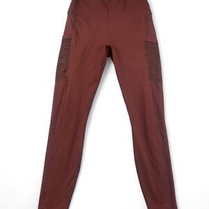 Fabletics Women's Burgundy Pocket Leggings Size S 25” Inseam